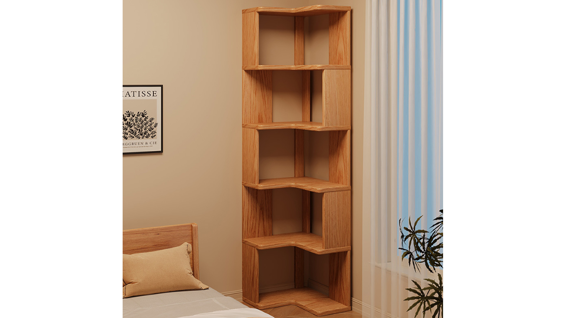 木製本棚 6段 book shelf Amazon｜ENWYTE 本棚 ブックスタンド コーナーラック 木製 大容量 6層